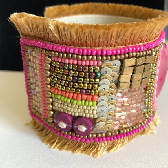 LAMANI SF Handcrafted Embellished Cuff Bracelet - Picture 3 of 9